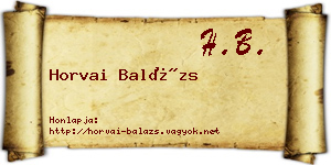 Horvai Balázs névjegykártya